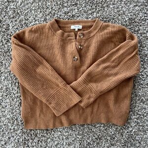 Madewell Tan Ribbed Cashmere Sweater with Button Accent